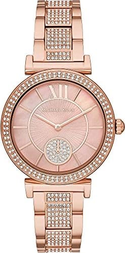 Michael Kors Abbey Three-Hand Analog Crystals Rose Gold Dial Rose Gold Steel Strap Watch for Women - MK4617