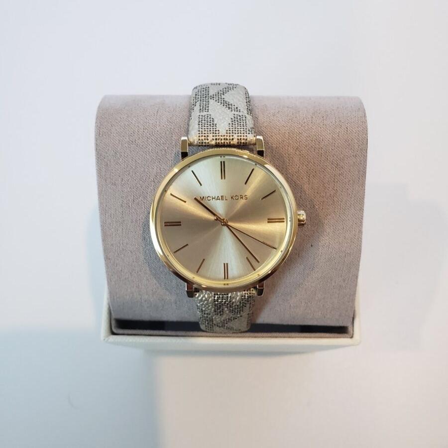 Michael Kors Addyson Quartz Gold Dial Gold Leather Strap Watch for Women - MK2952