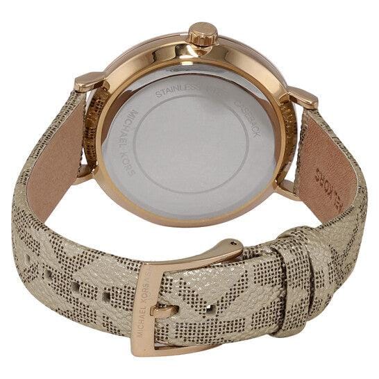 Michael Kors Addyson Quartz Gold Dial Gold Leather Strap Watch for Women - MK2952