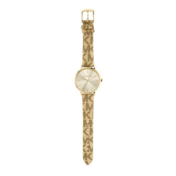 Michael Kors Addyson Quartz Gold Dial Gold Leather Strap Watch for Women - MK2952