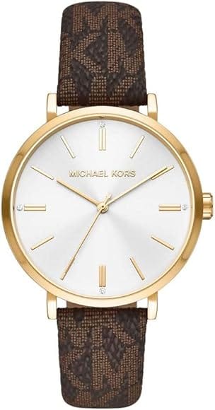 Michael Kors Addyson Three-Hand Silver Dial Brown Leather Strap Watch for Women - MK2945