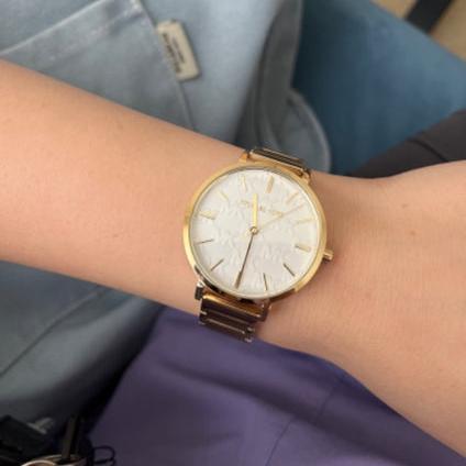 Michael Kors Addyson Three-Hand White Dial Gold Steel Strap Watch for Women - MK4712