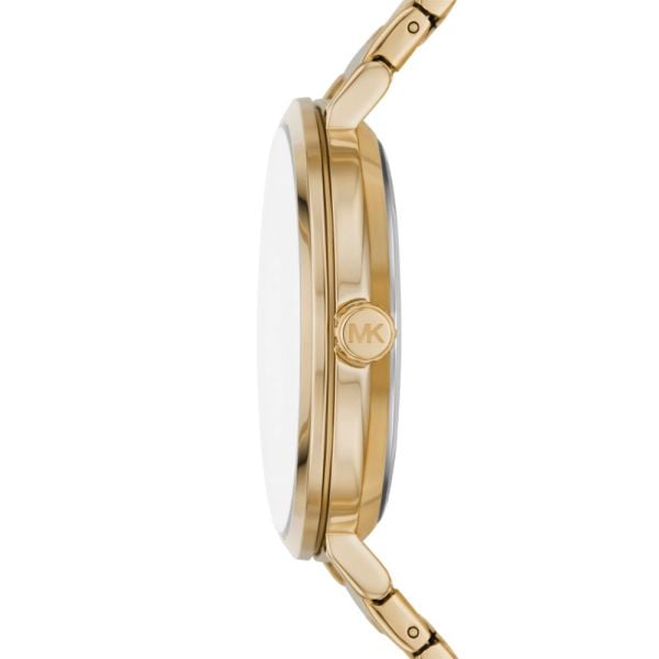 Michael Kors Addyson Three-Hand White Dial Gold Steel Strap Watch for Women - MK4712