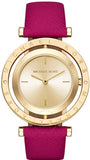 Michael Kors Averi Gold Dial Pink Leather Strap Watch for Women - MK2525