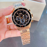 Michael Kors Bayville Chronograph Black Dial Gold Steel Strap Watch For Men - MK8726
