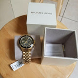 Michael Kors Bayville Chronograph Black Dial Gold Steel Strap Watch For Men - MK8726