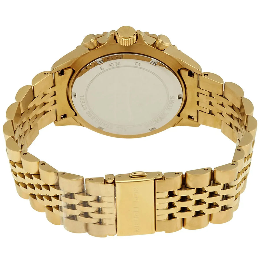 Michael Kors Bayville Chronograph Black Dial Gold Steel Strap Watch For Men - MK8726