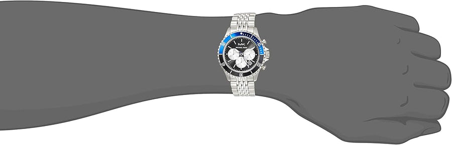Michael Kors Bayville Chronograph Black Dial Silver Steel Strap Watch For Men - MK8749