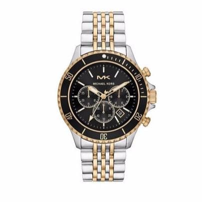 Michael Kors Bayville Chronograph Black Dial Two Tone Steel Strap Watch For Women - MK8872