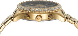 Michael Kors Berkley Chronograph Black Dial Gold Steel Strap Watch For Women - MK7414