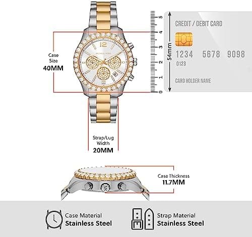 Michael Kors Berkley Chronograph Silver Dial Two Tone Steel Strap Watch For Women - MK7415