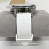 Michael Kors Berkley Chronograph Silver Dial White Rubber Strap Watch For Women  - MKO1040q