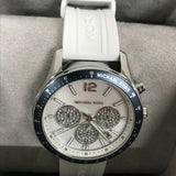 Michael Kors Berkley Chronograph Silver Dial White Rubber Strap Watch For Women  - MKO1040q