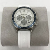 Michael Kors Berkley Chronograph Silver Dial White Rubber Strap Watch For Women  - MKO1040q