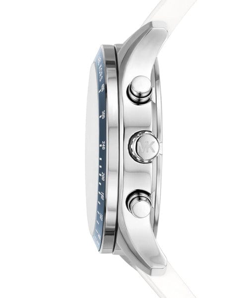 Michael Kors Berkley Chronograph Silver Dial White Rubber Strap Watch For Women  - MKO1040q