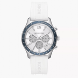 Michael Kors Berkley Chronograph Silver Dial White Rubber Strap Watch For Women  - MKO1040q