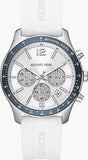 Michael Kors Berkley Chronograph Silver Dial White Rubber Strap Watch For Women  - MKO1040q