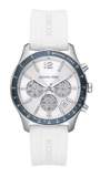 Michael Kors Berkley Chronograph Silver Dial White Rubber Strap Watch For Women  - MKO1040q
