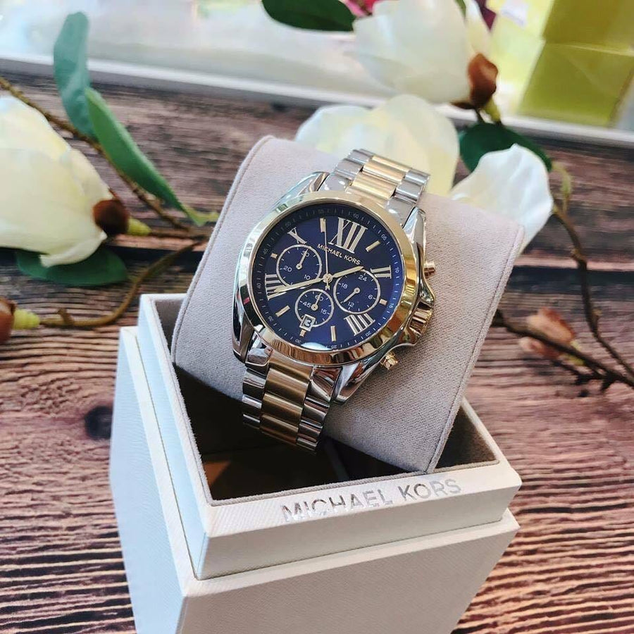 Michael Kors Bradshaw Blue Dial Two Tone Steel Strap Watch for Women - MK5976