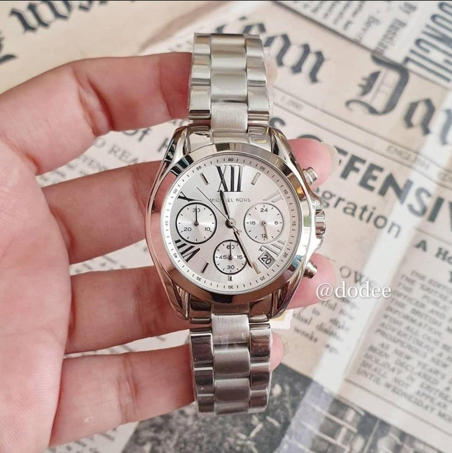 Michael Kors Bradshaw  Chronograph Silver Dial Silver Steel Strap Watch for Women - MK6174