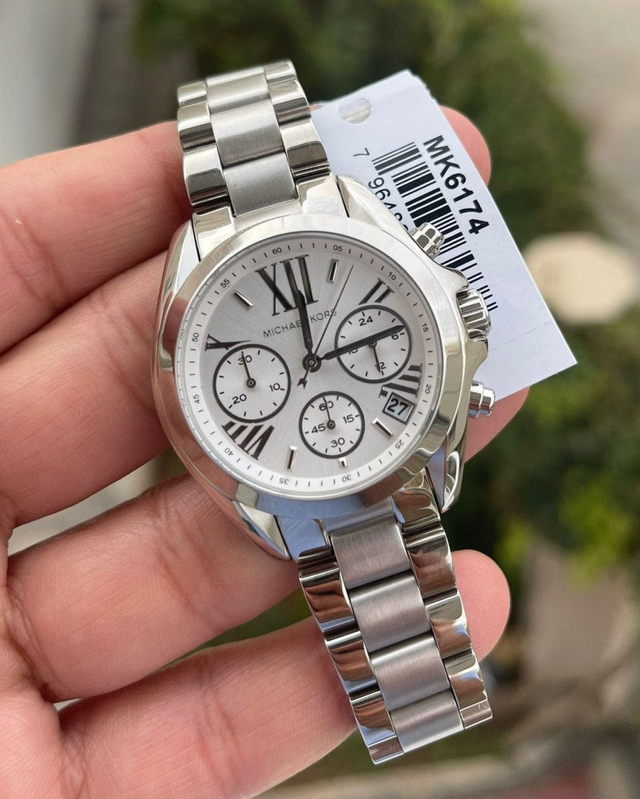 Michael Kors Bradshaw  Chronograph Silver Dial Silver Steel Strap Watch for Women - MK6174