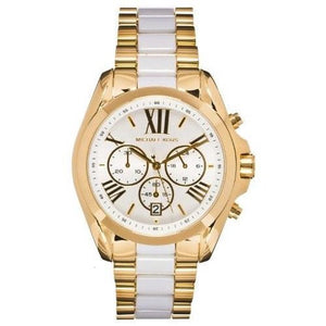 Michael Kors Bradshaw Chronograph White Dial Two Tone Steel Strap Watch For Women - MK5743
