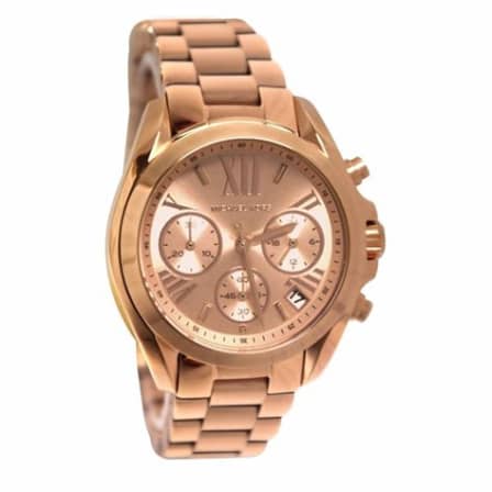 Michael Kors Bradshaw Chronograph Rose Gold Dial Rose Gold Steel Strap Watch for Women - MK5799