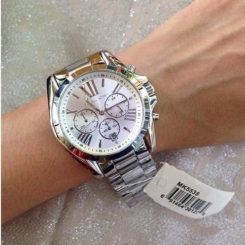 Michael Kors Bradshaw Silver Dial Silver Steel Strap Watch for Men - MK5535