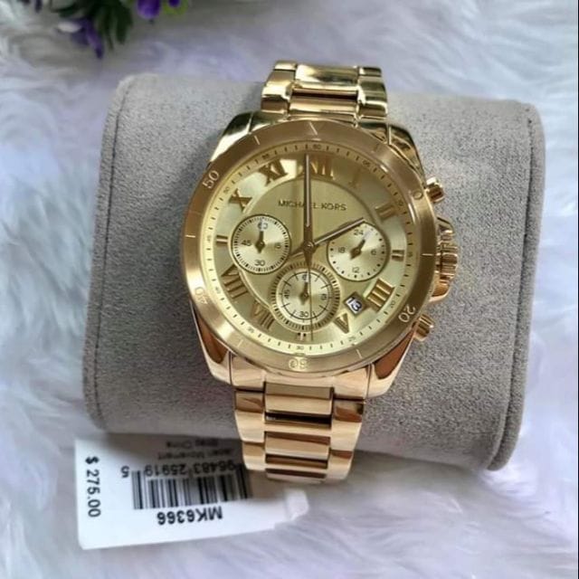 Michael Kors Brecken Chronograph Gold Dial Gold Steel Strap Watch For Women - MK6366
