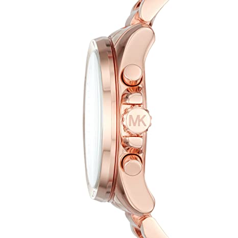 Michael Kors Brecken Chronograph Quartz Rose Gold Dial Rose Gold Steel Strap Watch For Women - MK6367