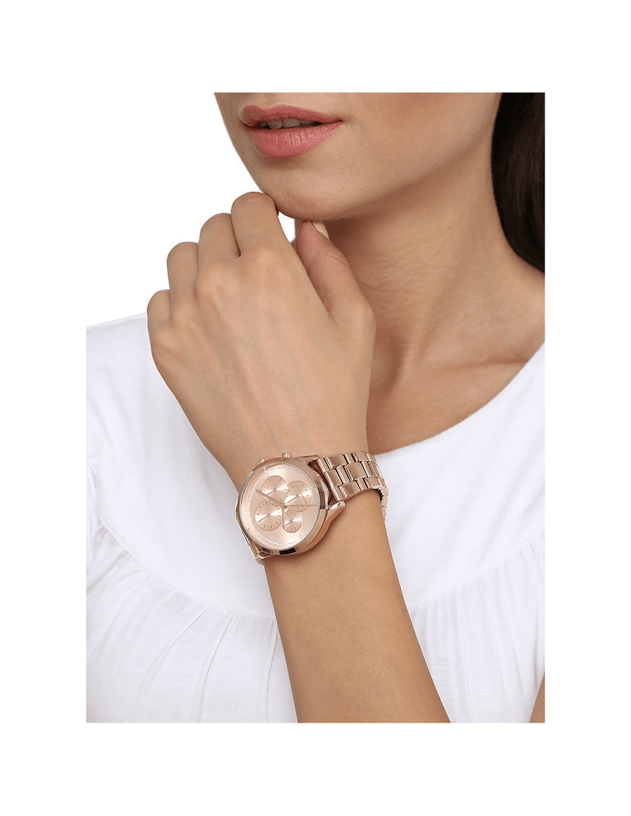 Michael Kors Briar Quartz Rose Gold Dial Rose Gold Steel Strap Watch For Women - MK6465