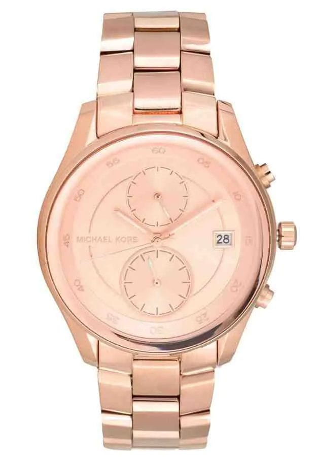 Michael Kors Briar Quartz Rose Gold Dial Rose Gold Steel Strap Watch For Women - MK6465