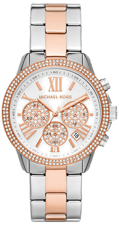 Michael Kors Bryn Pavé White Dial Two Tone Steel Strap Watch For Women - MK7201