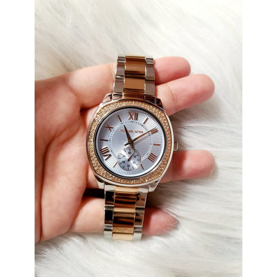 Michael Kors Bryn Quartz Blue Dial Two Tone Steel Strap Watch For Women - MK6136
