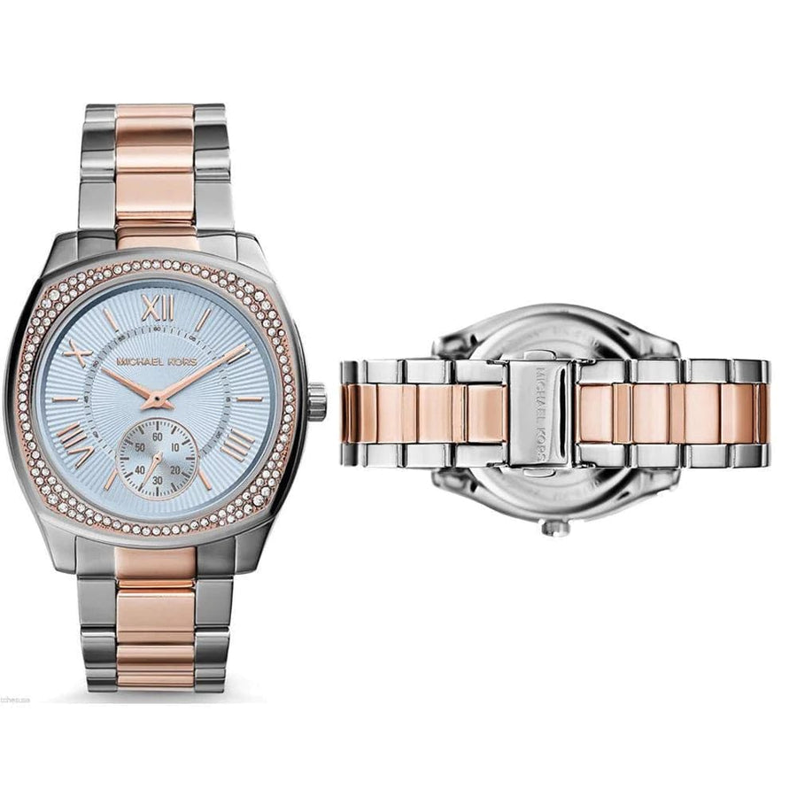 Michael Kors Bryn Quartz Blue Dial Two Tone Steel Strap Watch For Women - MK6136