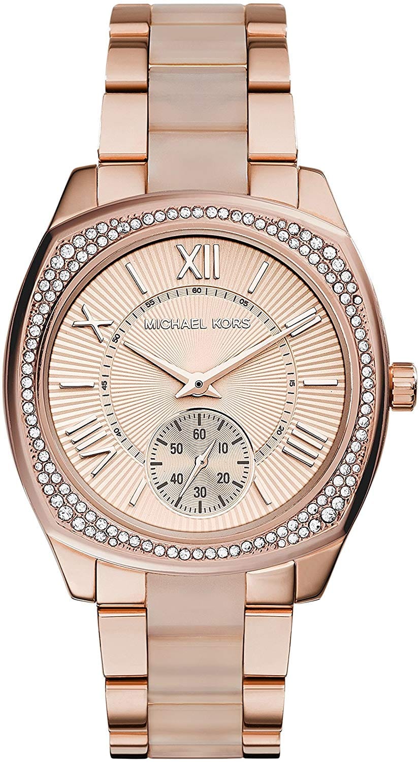 Michael Kors Bryn Rose Gold Dial Two Tone Steel Strap Watch for Women - MK6135