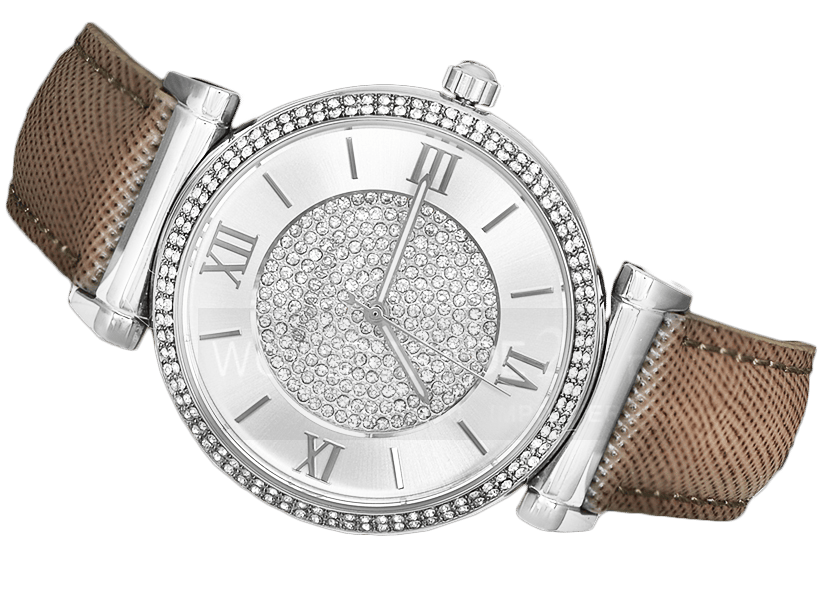Michael Kors Caitlin Quartz Silver Dial Gray Leather Strap Watch For Women - MK2377