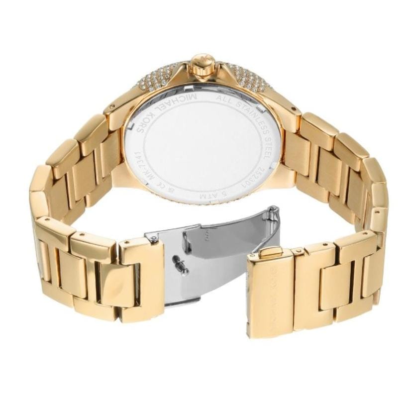Michael Kors Camille Analog Blue Dial Gold Steel Strap Watch For Women - MK7341