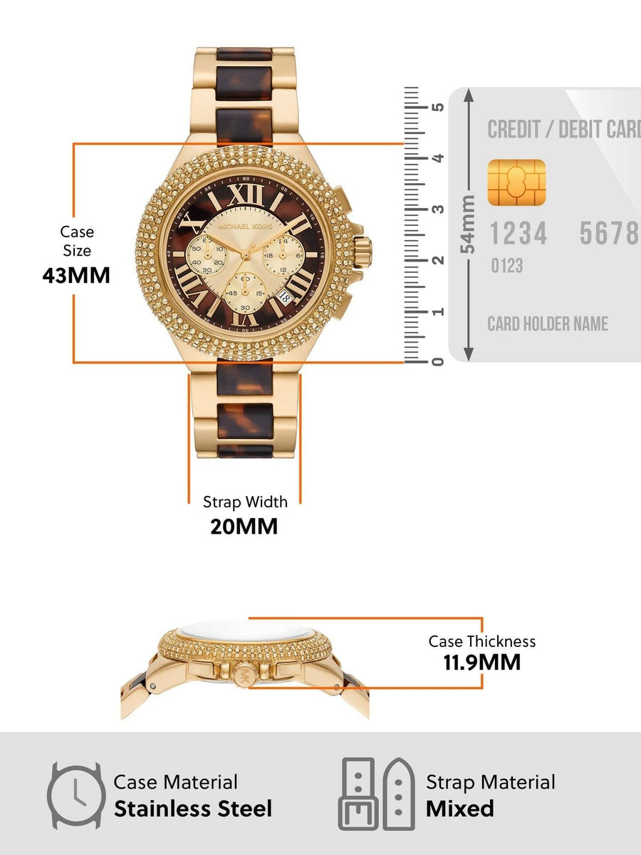 Michael Kors Camille Chronograph Brown Dial Two Tone Steel Strap Watch For Women - MK7269