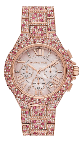 Michael Kors Camille Chronograph Mother of Pearl Dial Rose Gold Steel Strap Watch for Women - MK7272