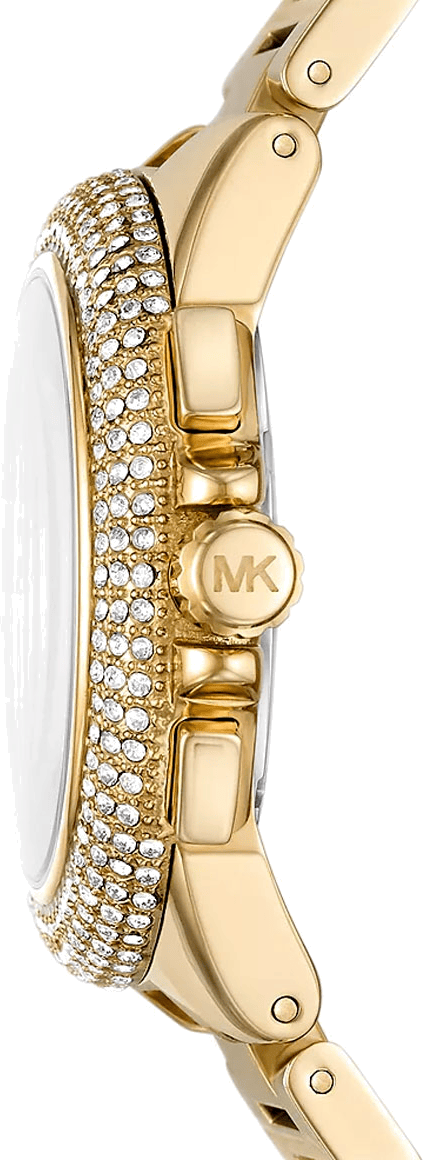 Michael Kors Camille Chronograph White Dial Gold Steel Strap Watch For Women - MK6994