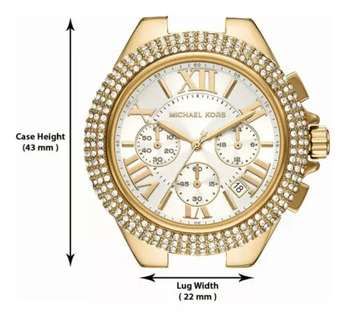 Michael Kors Camille Chronograph White Dial Gold Steel Strap Watch For Women - MK6994