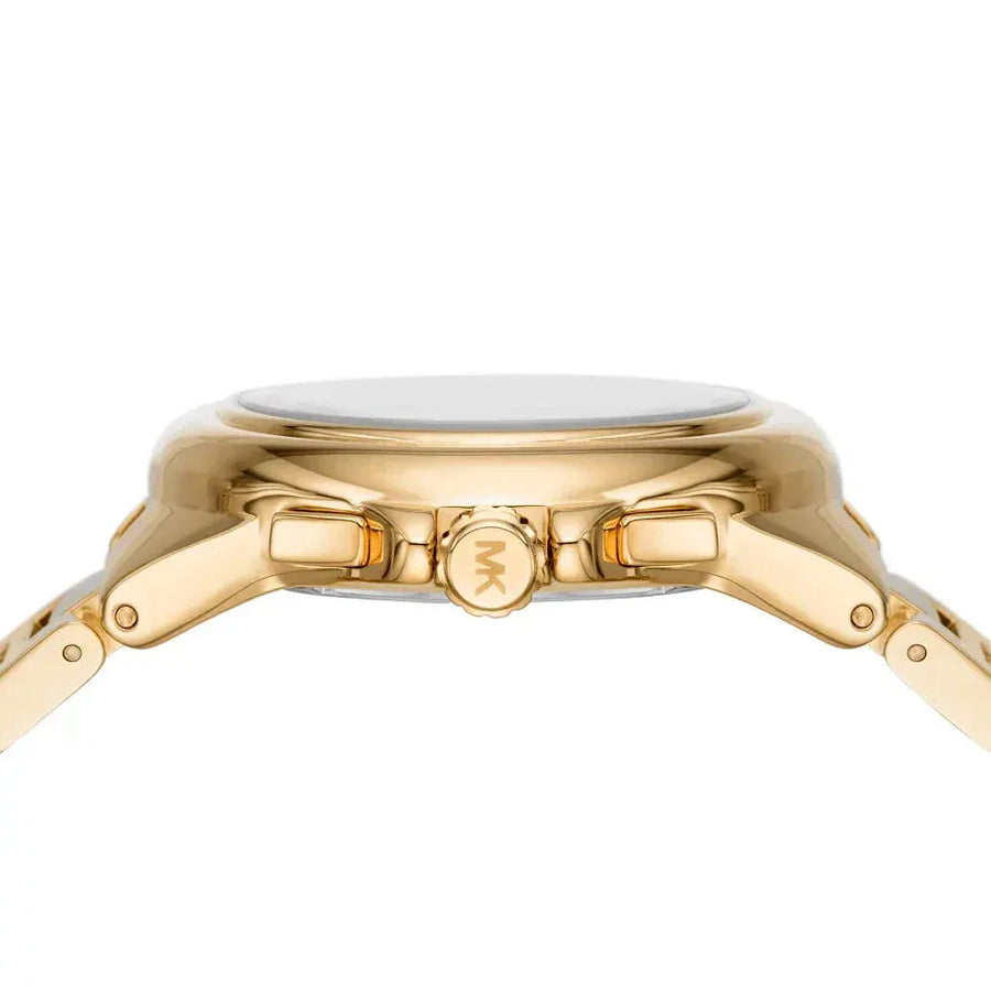 Michael Kors Camille Chronograph White Dial Gold Steel Strap Watch For Women - MK7270