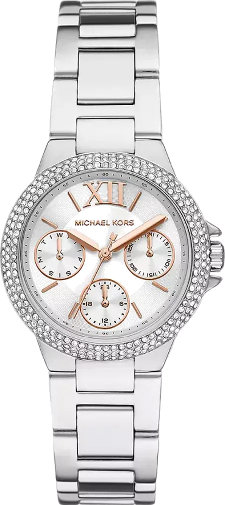 Michael Kors Camille Chronograph White Dial Silver Steel Strap Watch For Women - MK7198