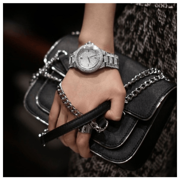 Michael Kors Camille Crystal Pave Dial Silver Steel Strap Watch for Women - MK5869