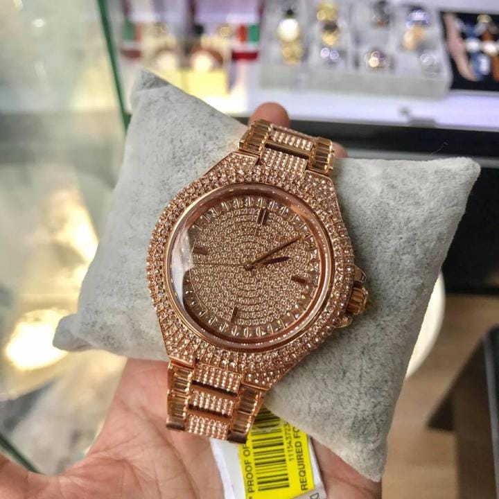 Michael Kors Camille Crystal Rose Gold Dial Rose Gold Steel Strap Watch for Women - MK5862