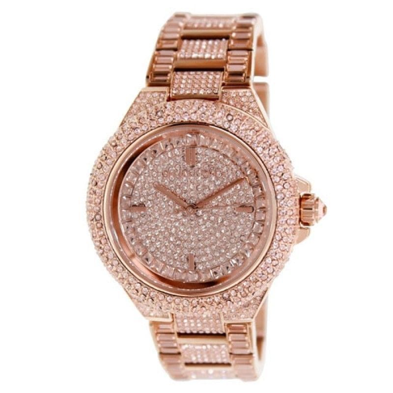 Michael Kors Camille Crystal Rose Gold Dial Rose Gold Steel Strap Watch for Women - MK5862