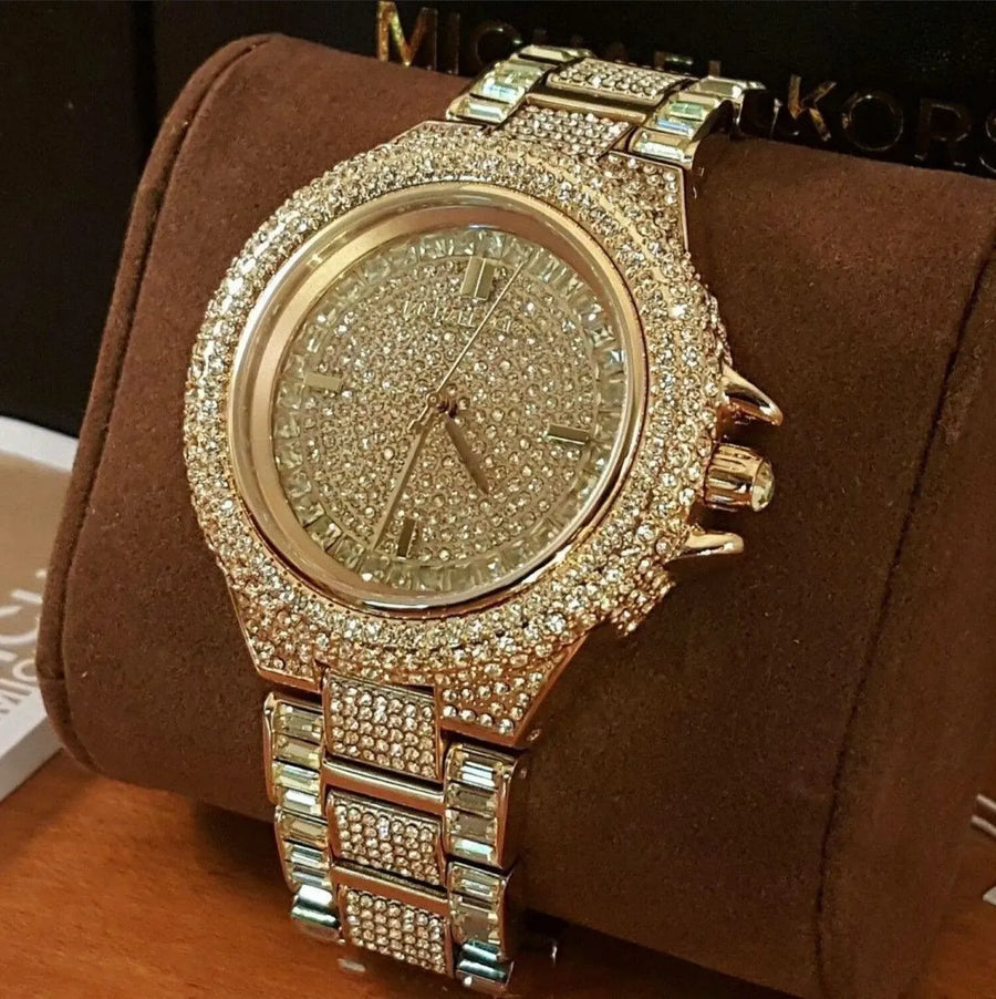 Michael Kors Camille Diamonds Gold Dial Gold Steel Strap Watch for Women - MK5720