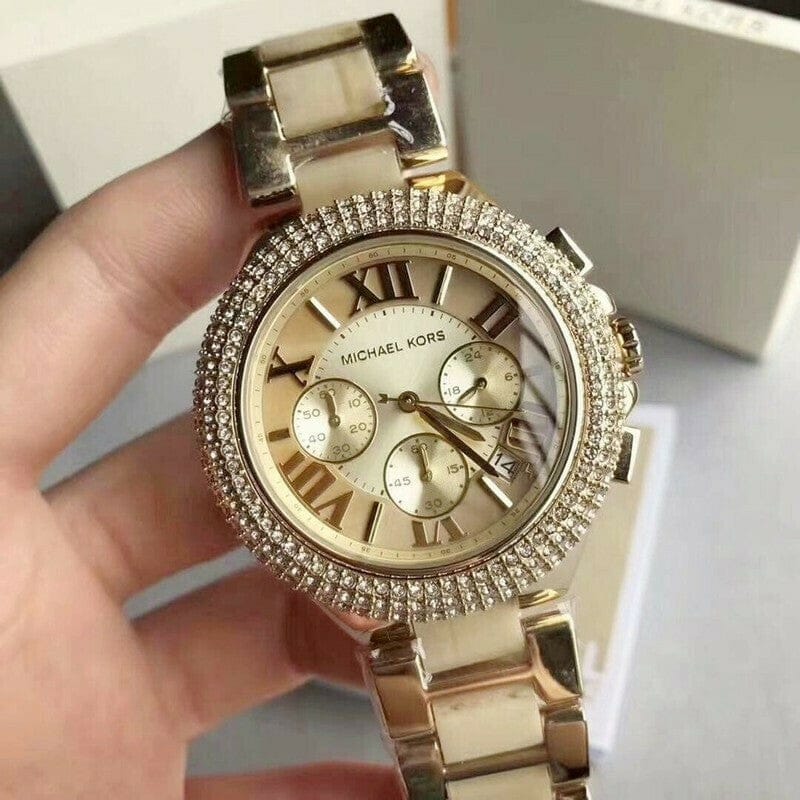 Michael Kors Camille Gold Dial Gold Steel Strap Watch for Women - MK5902