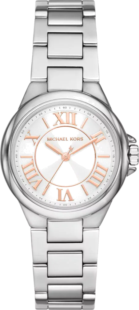 Michael Kors Camille Three Hand Silver Dial Silver Steel Strap Watch For Women - MK7259